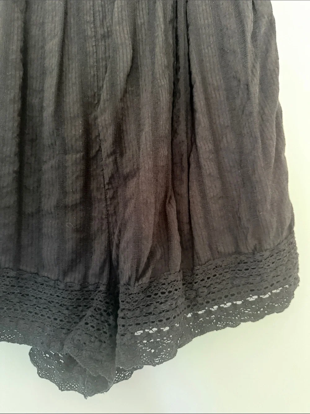 Free People Black Lace-Trim Cotton Romper